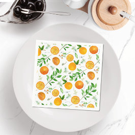 Orange Citrus Sommar Blommig Botanisk Mönster Pappersservett