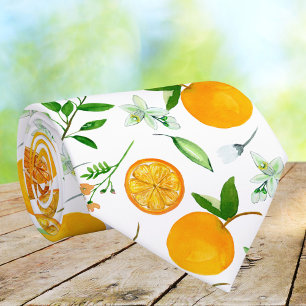 Orange Citrus Sommar Blommig Botanisk Mönster Slips