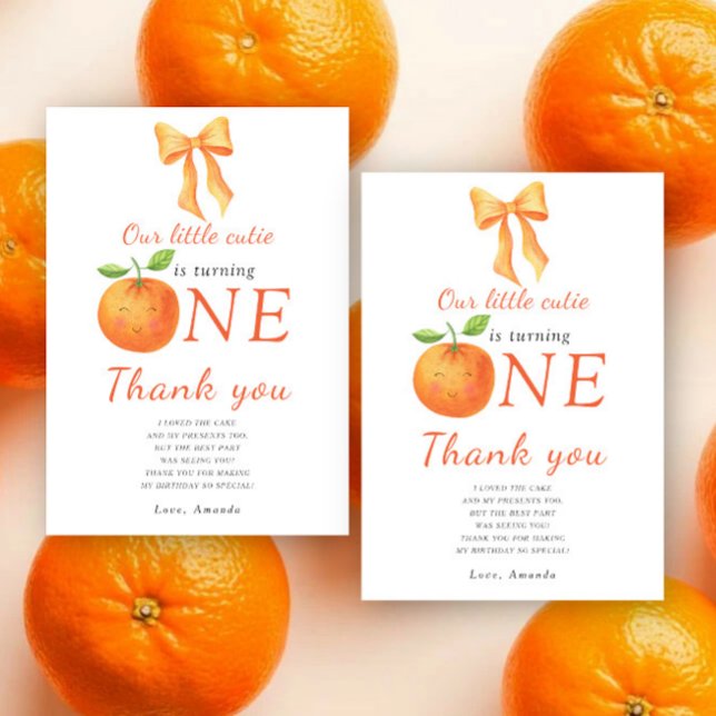Orange citrus sötnos Barnkalas tack Kort (Skapare uppladdad)