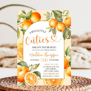 Orange Citrus Summer Fruit Twin Baby Shower Inbjudningar