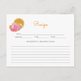 Orange Citrus Themme Rosa Blommigt Recipe Tilläggskort