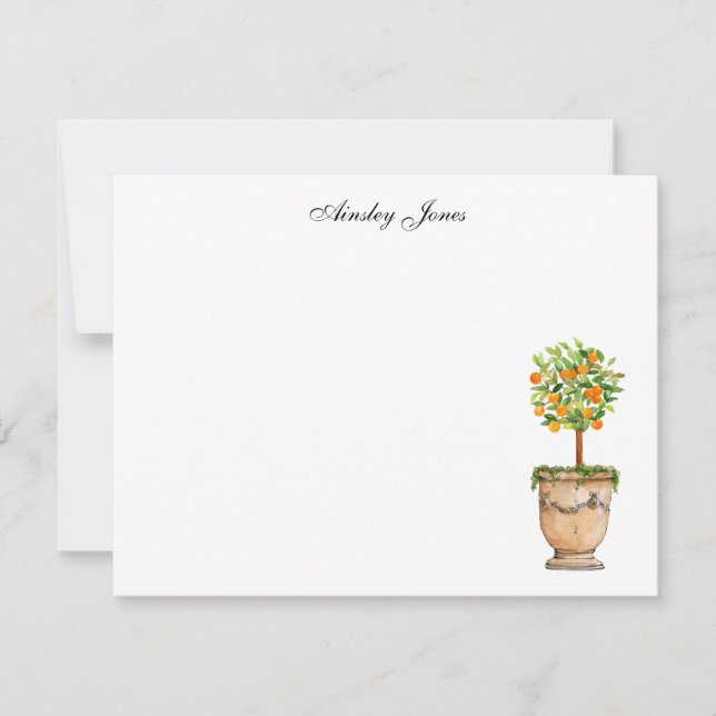 Orange citrus topiary Illustration Notes Tack Kort (Framsida)