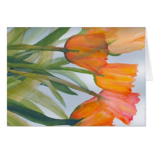 Orange Citrus Tulips Hälsningskort (Framsidan Horizontal)