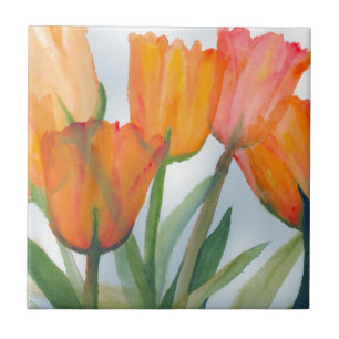 Orange Citrus Tulips Kakelplatta