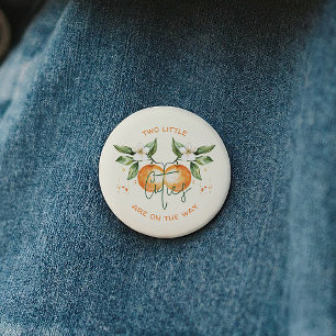 Orange Citrus Två Små Älsklingar Tvilling Förlossn Knapp