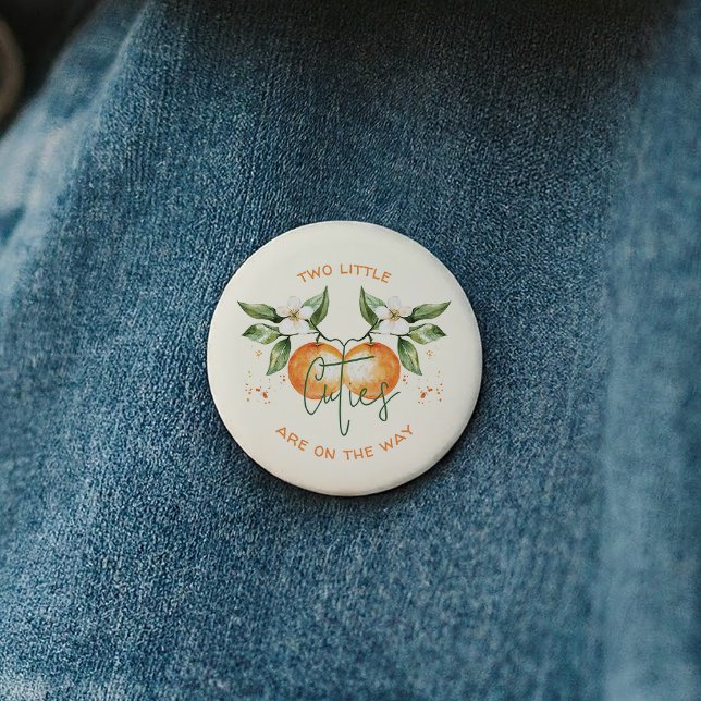 Orange Citrus Två Små Älsklingar Tvilling Förlossn Knapp (Skapare uppladdad)
