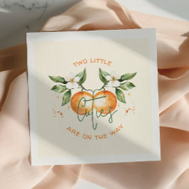 Orange Citrus Two Little Cuties Twin Baby Shower Pappersservett