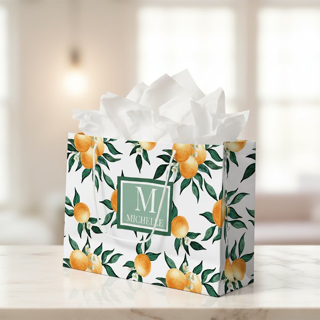 Orange Citrus Watercolor Monogram Name (Skapare uppladdad)