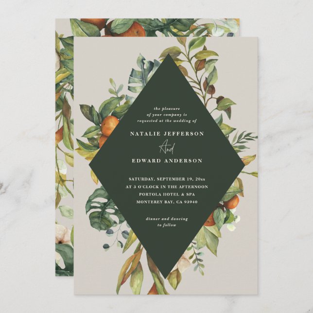 Orange citrusfärgen botaniskt bröllop (Fram/baksida)