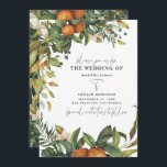 Orange citrusfärgen botaniskt bröllop spara datumet<br><div class="desc">blommigt för orange av citrusfärgen och bröllop spara datum-kort för blad. Vackra handtryckta blommigtens vattenfärger och modern skripttext.</div>