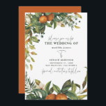 Orange citrusfärgen botaniskt bröllop spara datumet<br><div class="desc">blommigt för orange av citrusfärgen och bröllop spara datum-kort för blad. Vackra handtryckta blommigtens vattenfärger och modern skripttext. Modern på trendvändningen är att förtvivla färg.</div>