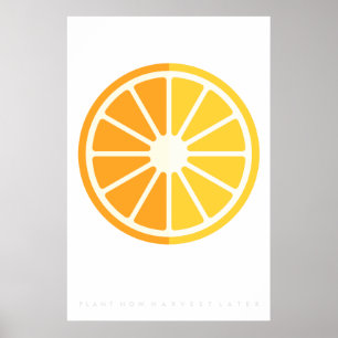 Orange citrust Retro citationstecken för 70-tal Poster