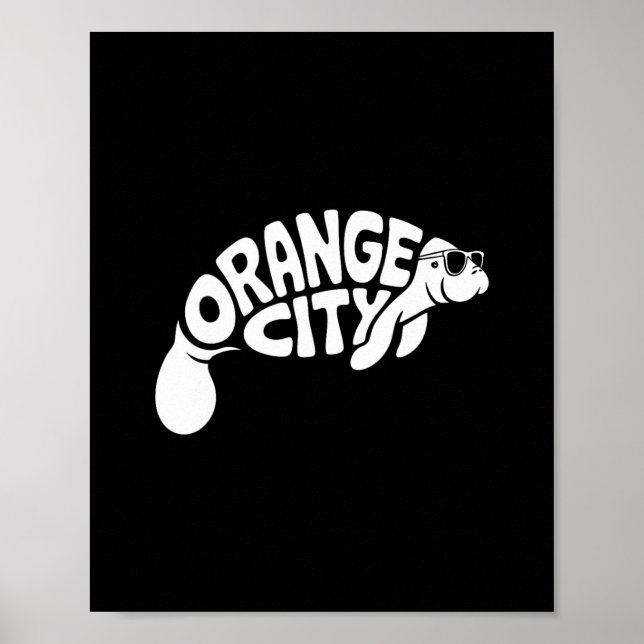 Orange City Manatee Orlando Florida Söt Semester  Poster (Framsidan)