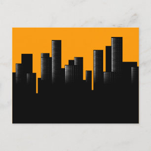 orange cityscape vykort