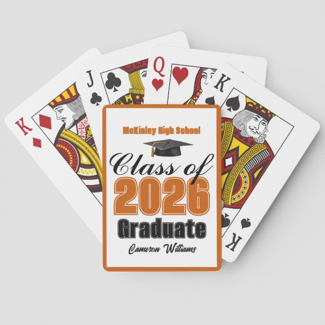 Orange Class of 2026 Custom Graduation Party Casinokort (Baksidan)