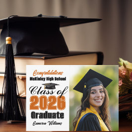 Orange Class of 2026 Graduate Photo Graduation Meddelande