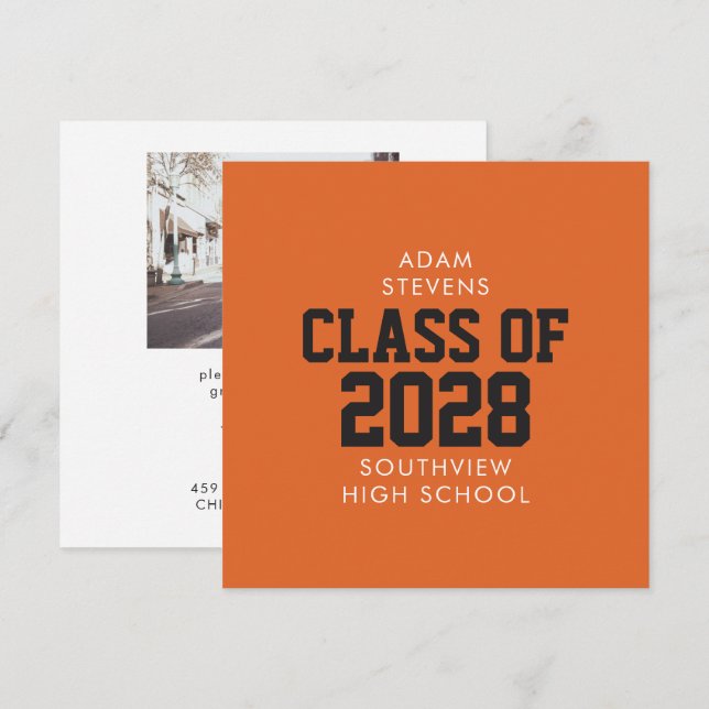 Orange Classic Varsity Examenstårtfest Inbjudningar (Fram/baksida)