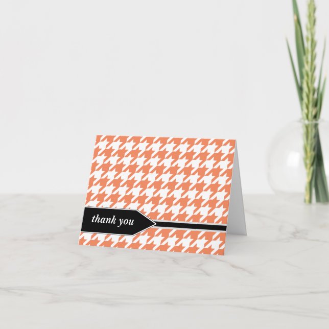 Orange Classy Houndstooth - Tack-kort Tack Kort (Framsida)