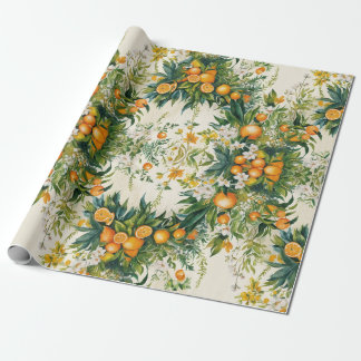 Orange Clementinwreaths blommigt foliage Presentpapper