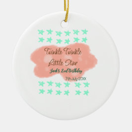Orange clouds twinkle twinkle little stars green  julgransprydnad keramik