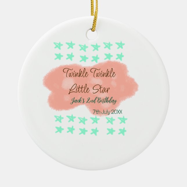 Orange clouds twinkle twinkle little stars green  julgransprydnad keramik (Framsidan)