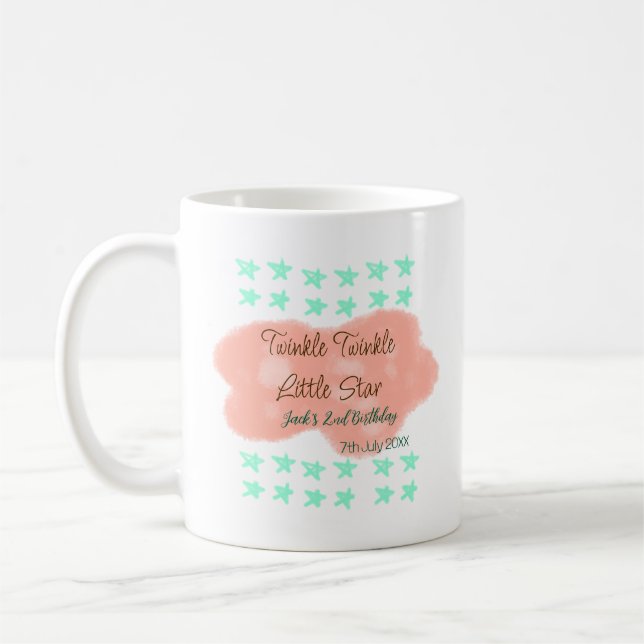 Orange clouds twinkle twinkle little stars green  kaffemugg (Vänster)