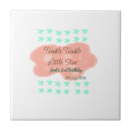 Orange clouds twinkle twinkle little stars green  kakelplatta