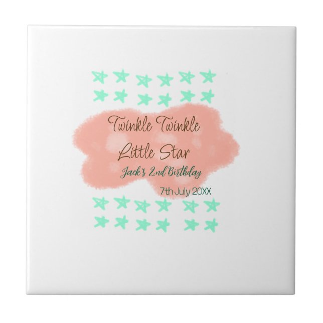 Orange clouds twinkle twinkle little stars green  kakelplatta (Framsidan)