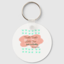 Orange clouds twinkle twinkle little stars green  nyckelring