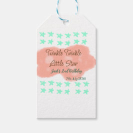 Orange clouds twinkle twinkle little stars green  presentetikett