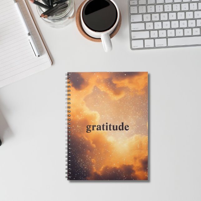 Orange Cloudy Aesthetic Gratitude Journal Anteckningsbok (Skapare uppladdad)
