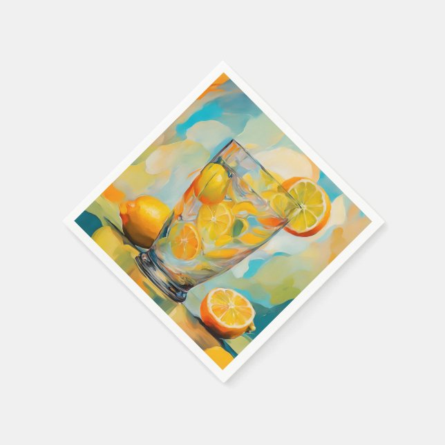 Orange Cocktail AI art napkin Pappersservett (Hörn)