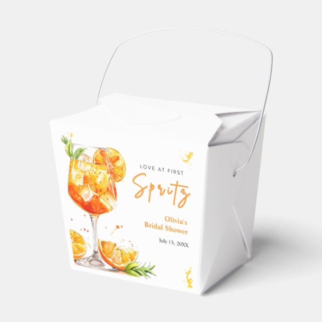 Orange Cocktail Kärlek vid Första Spritz Bröllopsf Presentaskar (Framsidan Sidan)