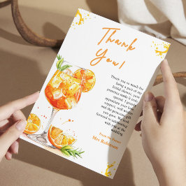 Orange Cocktail Kärlek vid Första Spritz Bröllopsf Tack Kort