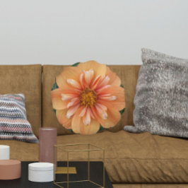 Orange Collarette Dahlia Blommigt Rund Kudde