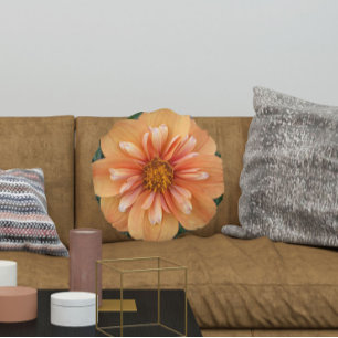 Orange Collarette Dahlia Blommigt Rund Kudde