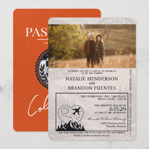 Orange Colorado Passport Bröllop Inbjudningar