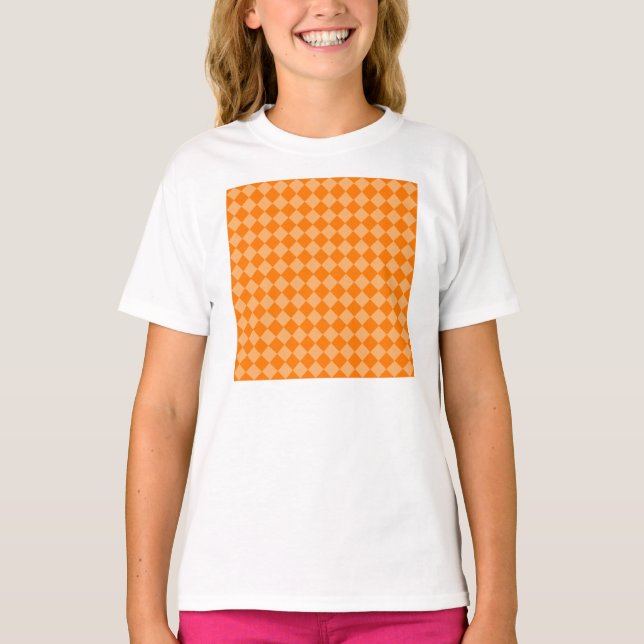 Orange Combination Diamond Mönster STaylor T Shirt (Framsida)