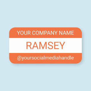 Orange Company Namn bricka Pin eller Magnetiskt ru Namnbricka