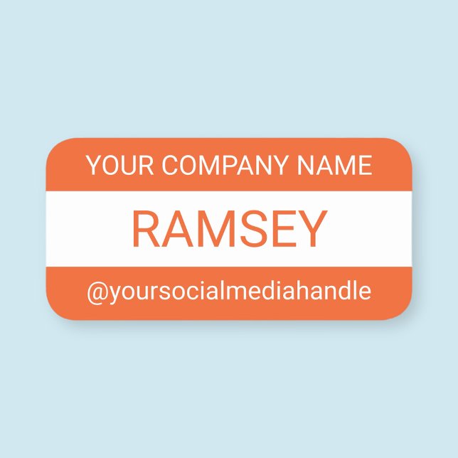 Orange Company Namn bricka Pin eller Magnetiskt ru Namnbricka (MISOOK Large Rounded Orange Name Tag)