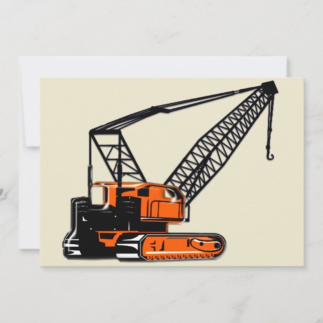 Orange Construction Crane Inbjudningar (Framsida)