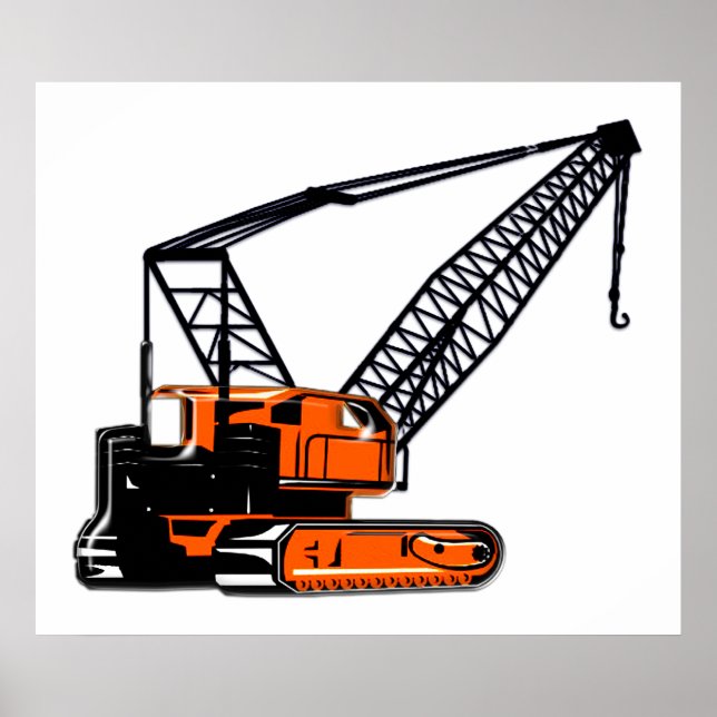Orange Construction Crane Poster (Framsidan)