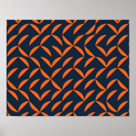 Orange, cool, modern, trendig vågig illustration poster