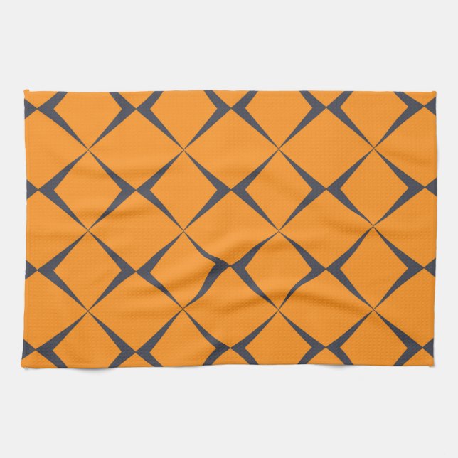 Orange, coola, enkel form, trendig, chevron-former kökshandduk (Horisontell)