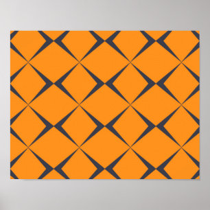 Orange, coola, enkel form, trendig, chevron-former poster