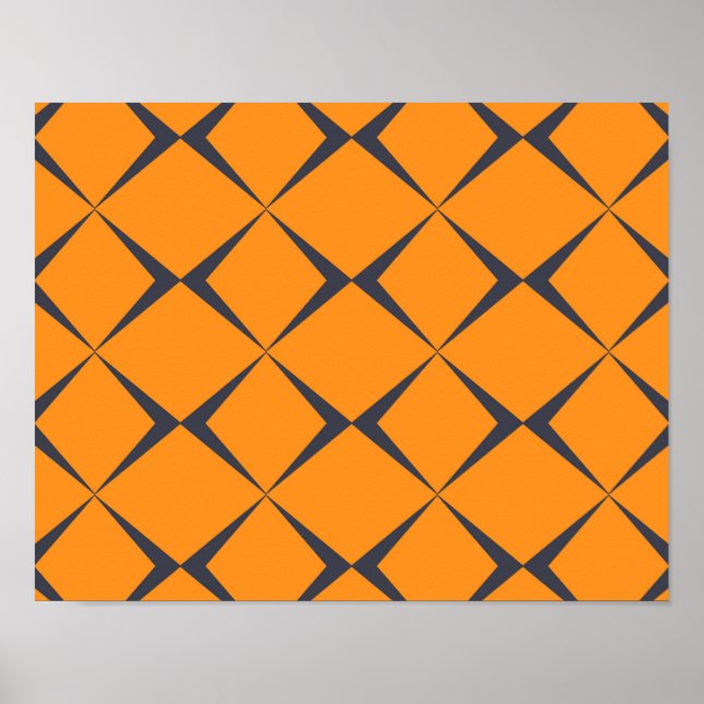Orange, coola, enkel form, trendig, chevron-former poster (Framsidan)