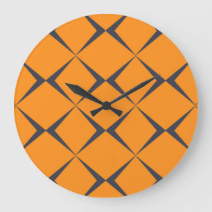 Orange, coola, enkel, trendig, chevronformer stor klocka