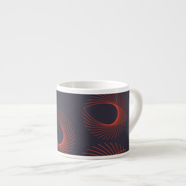 Orange, coola, trendig, geometrisk abstraktion för espressomugg (Framsida höger)