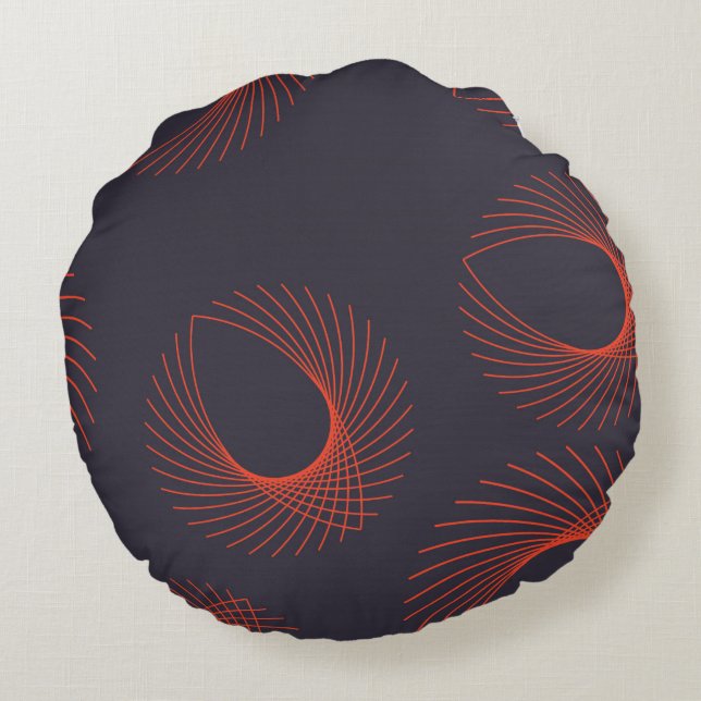 Orange, coola, trendig, geometrisk abstraktion för rund kudde (Baksidan)