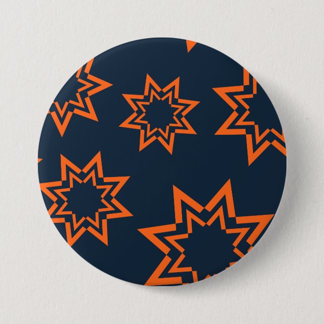 Orange, coola, trendig, lekande stjärnform mönster knapp (Framsida)